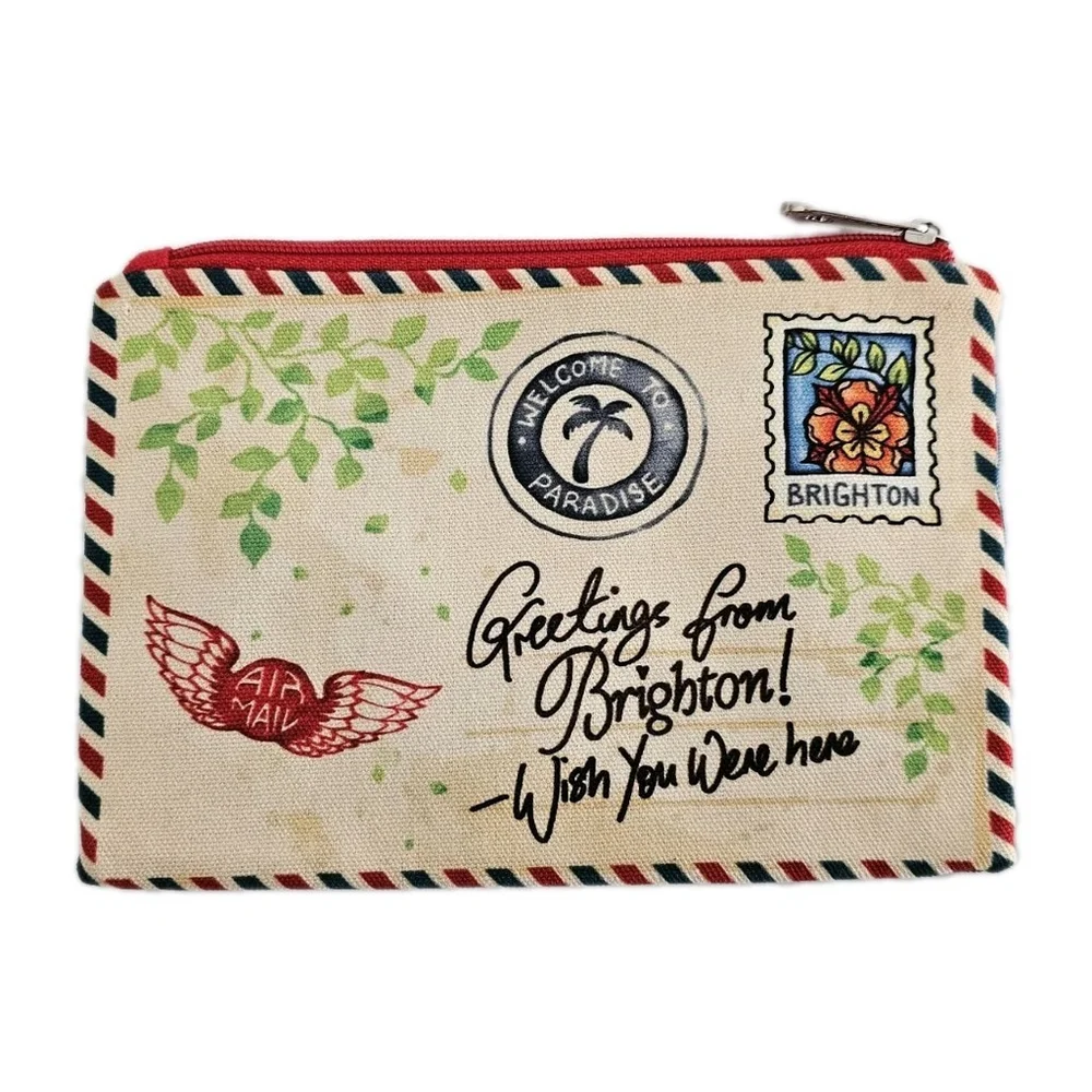 Brighton Greetings From Brighton Floral Cosmetic Makeup Travel Pouch Zipper Bag